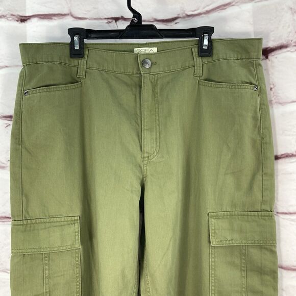 Sofia Jeans Women’s Olive Green Relaxed High Rise Wide Leg Cargo Pants SZ 16 - Picture 2 of 16